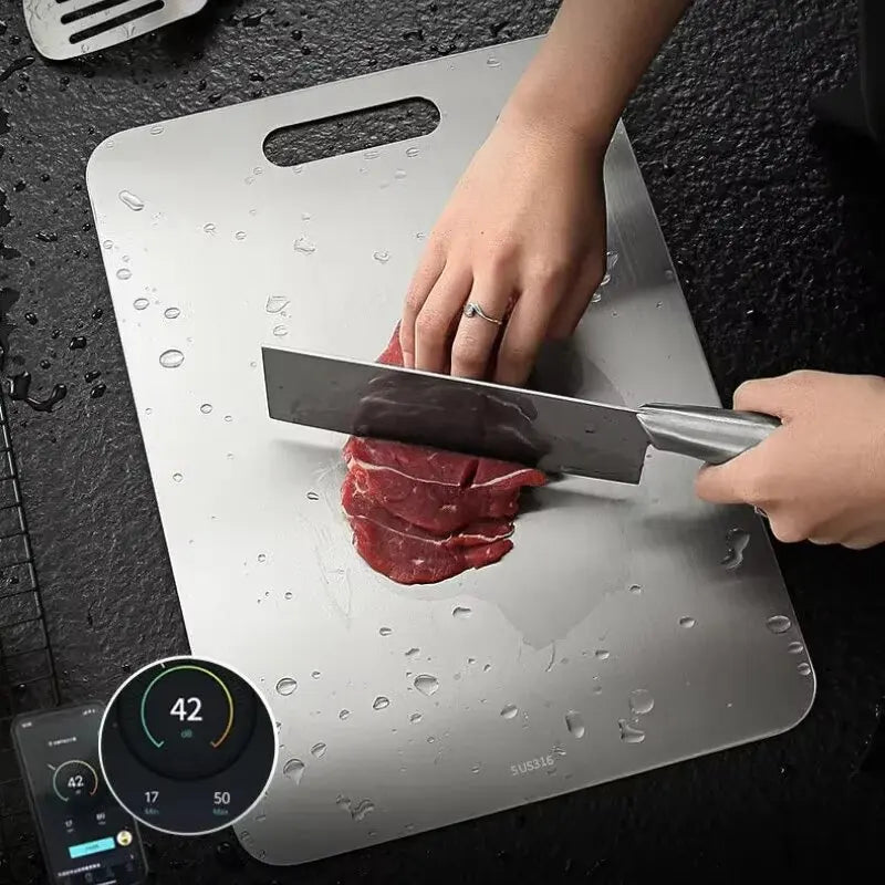 New Cutting Board for Kitchen 316 Stainless Steel Chopping Board Thickened Board Double Sided Food Grade Fruit Meat Chopping